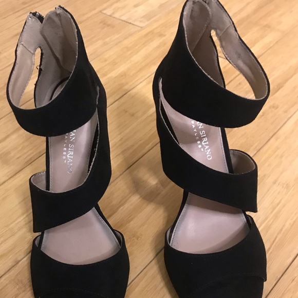 Christián Siriano shoes black cross crossed hells , black suede - Picture 2 of 12